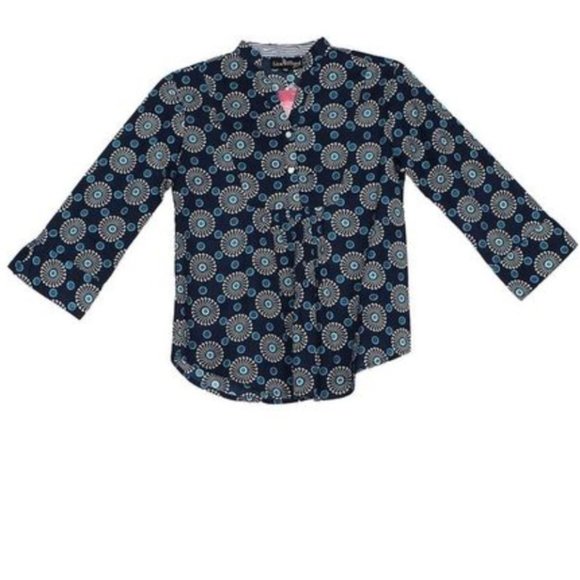Liza Byrd Elliot Top Navy Print Size Small - Picture 1 of 1